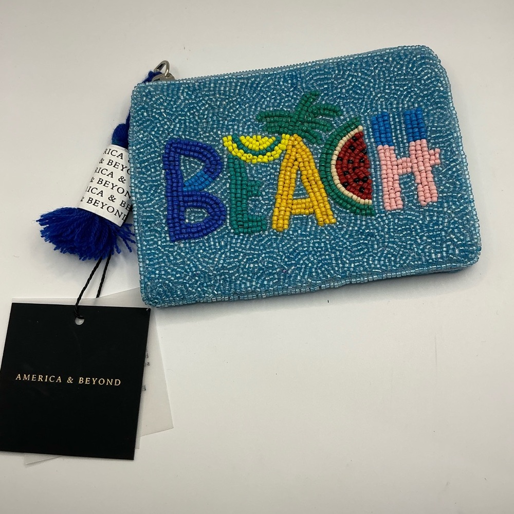 America & Beyond Embellished Beach Themed Coin Pouch